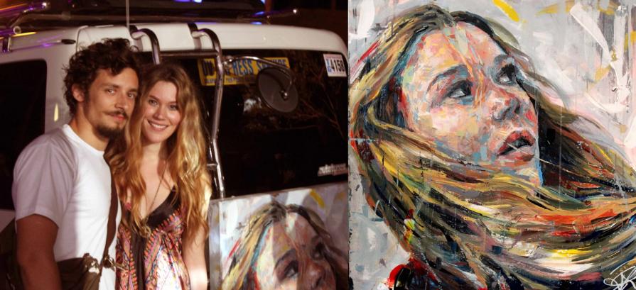 Henri Lamy & Joss Stone with her portrait Portrait @ Malasimbo Music & Arts Festival 