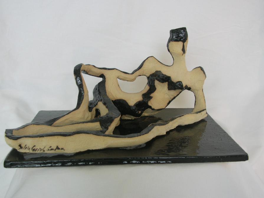 reclining model white porcelain with black glaze