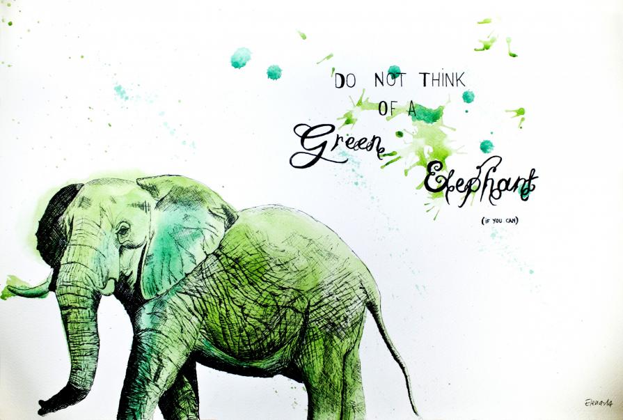 Do not think to a green elephant