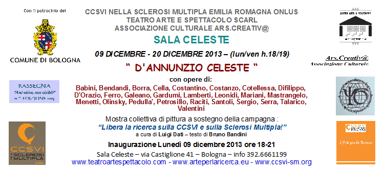 Invito Mostra collettiva "D'Annunzio Celeste" a Bologna in Sala Celeste