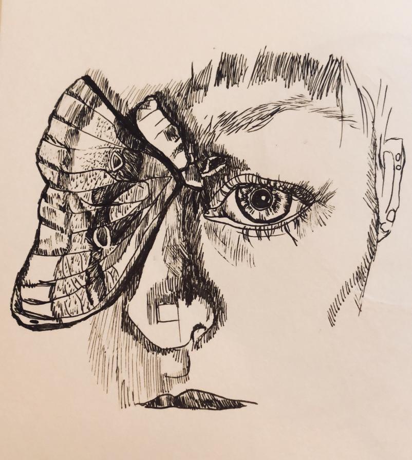 Untitled (self portrait with moth)