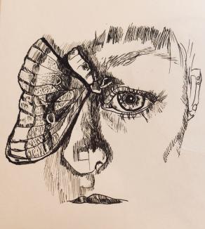 Untitled (self portrait with moth)