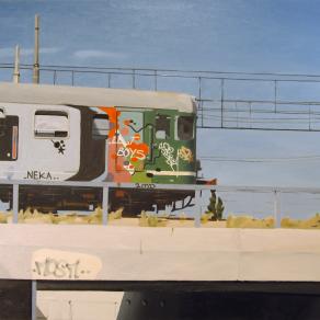 Treno con graffiti