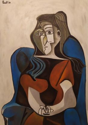 Donna seduta su sedia -omaggio a Pablo Picasso