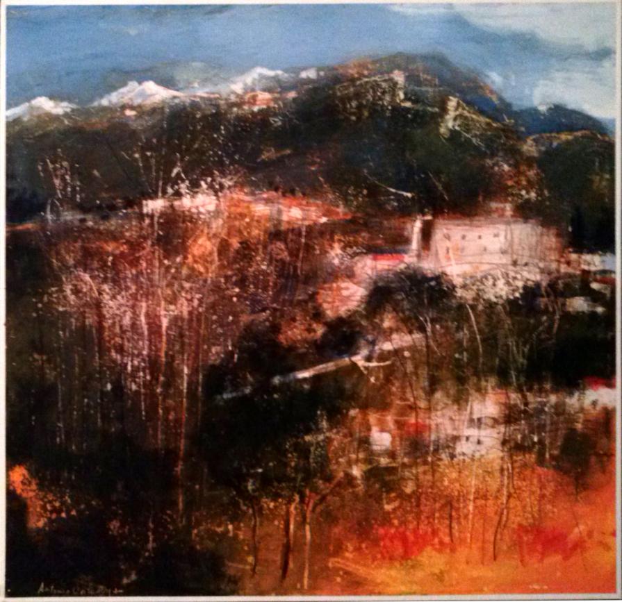 PAESAGGIO ITALIANO S.Vito Romano tecnica mista su tela 80x80 cm -Antonio Civitarese 2013