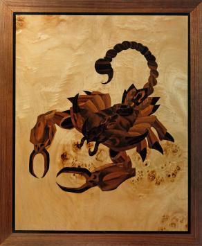 Segno zodiacale dello Scorpione (Intarsio in legno)