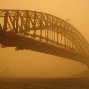 Sydney bridge in the sand storm