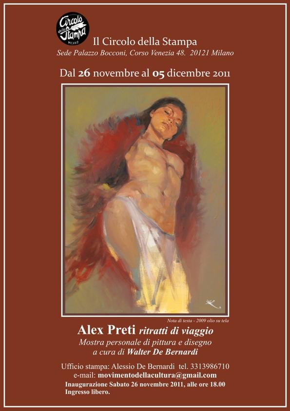 Alex Preti painting exhibition. Circolo della Stampa, Milan, Italy