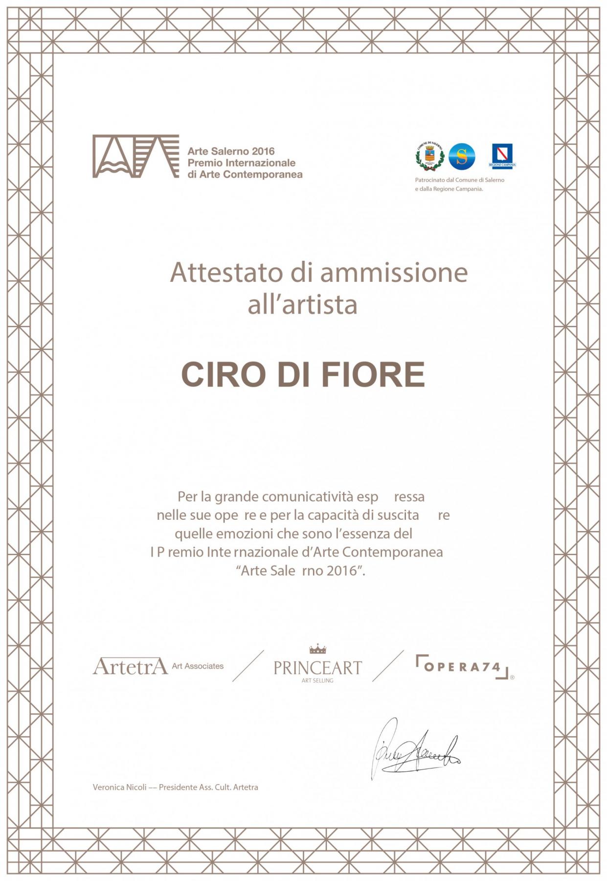 Awarding " Arte Salerno 2016"