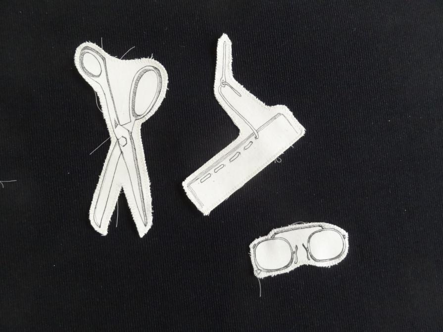 Worker's tools drawn in ink