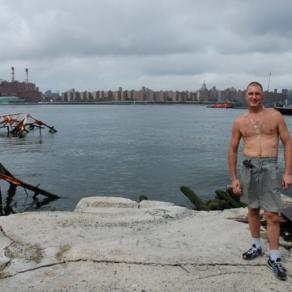 Polish immigrant fishing, Sunday, New York, September 2008 