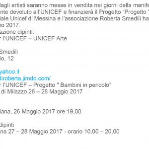 Esposizione Collettiva  Artistica Internazionale  di beneficenza per il Progetto “Bambini in pericolo” della Nona Edizione “Il Sorriso di Roberta per Unicef”