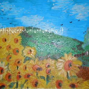 Girasoli - Olio su Tela 100 x 70 - Tecnica Mista - anno 2009 