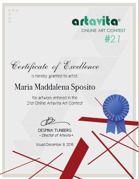 Certificato: Artavita ONLINE ART CONTEST#21