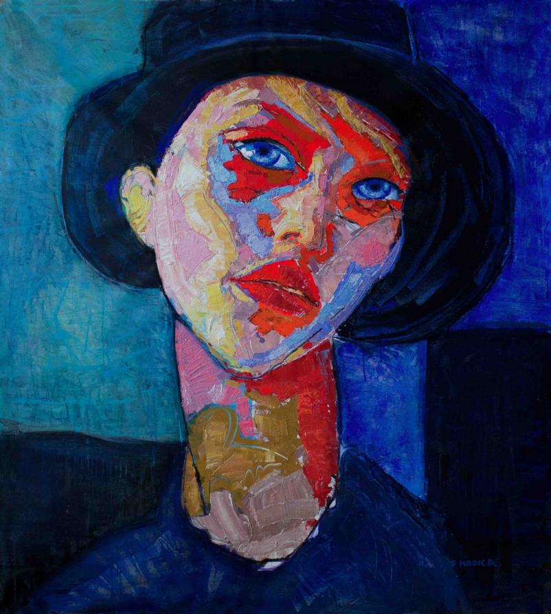 Fabio Modica | Scarlett (Omaggio a Modigliani) - media on canvas - cm 130 x 145 | 55x51 inches) - 2014 | M. Hargitay Collection - Hamptons (NY)