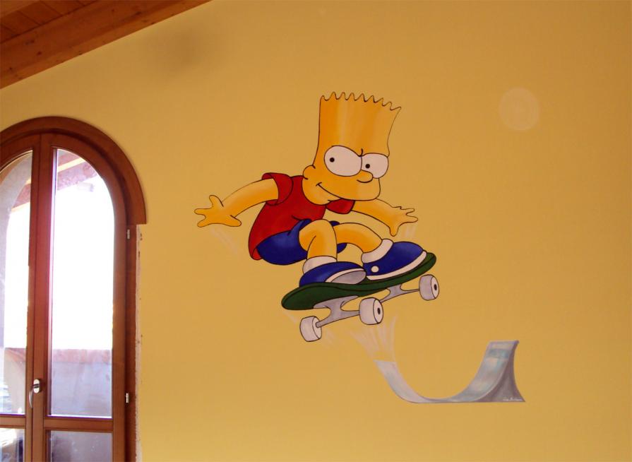 Bart Simpson sul muro della stanza di Stefano.