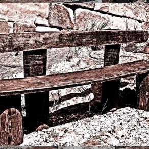 Old Wooden Bench with Carvings