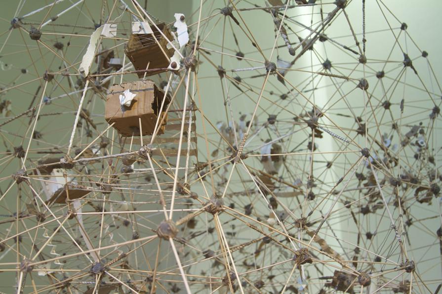 An uncertain map of the known universe made of wax, wood, clay, ropes and various paper