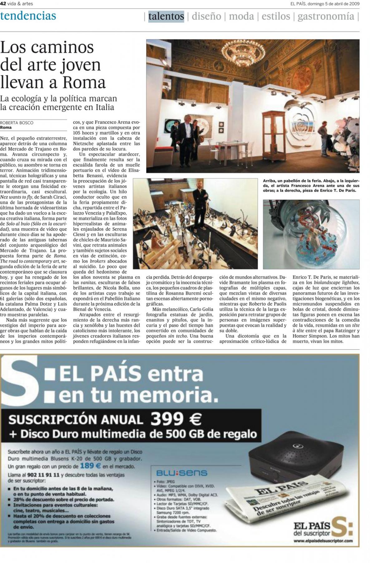 "EL Paìs". domingo 5 de abril de 2009. about my work. 