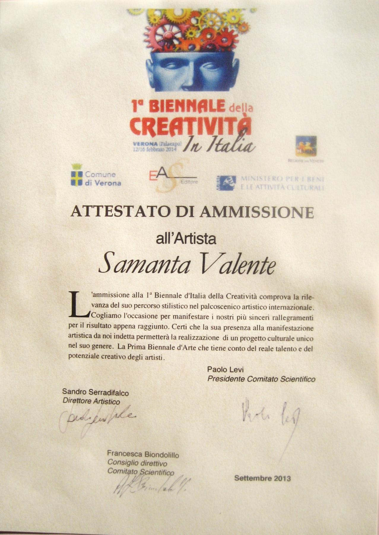 1st international Biennial of Italy of Creativity 