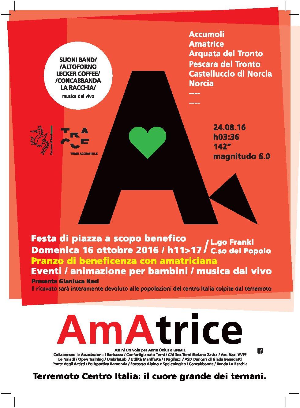 AmAtrice Festa di piazza a scopo benefico 