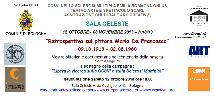 Invito Mostra retrospettiva sul pittore Mario De Francesco - Sala Celeste Bologna